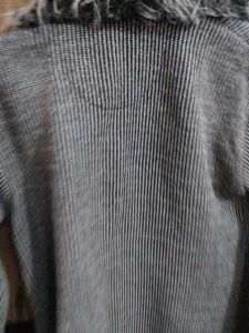 Striped Fur Collar Coat
