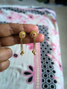 Elegant Gold Drop Earrings with Colorful Accents