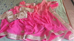 Gotapatti Plus Zardozi Work Gorgeous Pink Saree