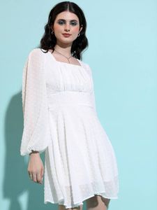 Chic White Textured Mini Dress
