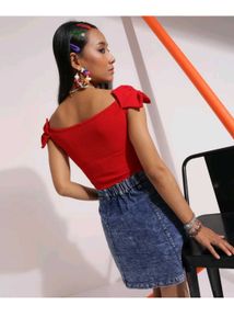Chic Red Off-Shoulder Crop Top