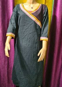 Elegant Black Dark Kurti with Embellished Neckline