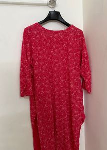 Vibrant Red Floral Kurta