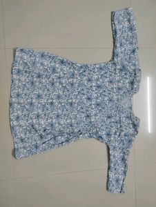Blue floral print kurta