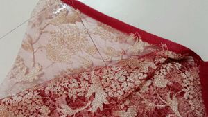 Beautiful Red Floral net fabric