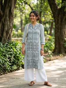 Light Blue Embroidered Kurta with Palazzo