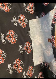 Beautiful Black Floral Print short Kurta