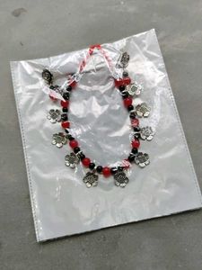 Red and black beaded oxidized jewellery set