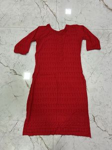 Vibrant Red Chikankari Kurta