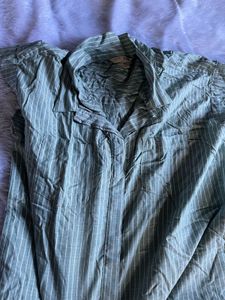 Striped Collared Button-Up Tunic
