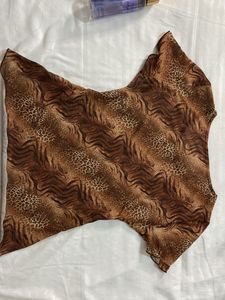 Brown Animal Print Vintage Top