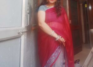 Beautiful Red And Cement Colour Saree