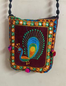 Embroidered Peacock Sling Bag