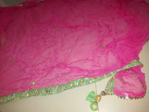 Beautifully Pink Heavy Duppatas Full Length