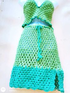 Crocheted Co-Ord Set, Skirt And Top