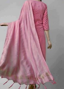 Embroidered straight kurtha with dupatta