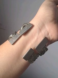 Intricate Braided Silver Tone Bangle