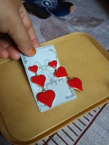 Red Heart Dangle Earrings