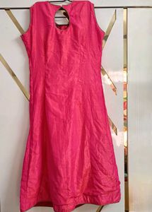 Pink Kurta with Embellished Neckline