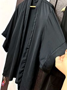 Chic Black Jumpsuit with Matching Kimono