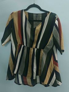 Colorful Striped Peplum Top