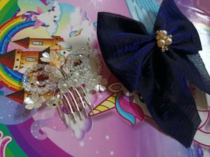 Sparkly Blue Bow and tiara (2 hair accessories)