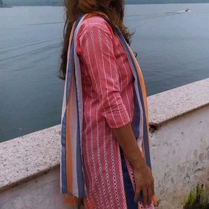 Chic Peach Eyelet Kurti