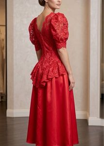 Elegant Red Lace Evening Gown