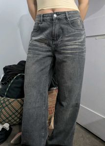 Gray Wash Wide Leg Jeans