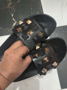 Studded Black Slide Sandals