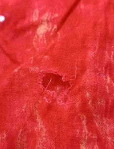 Red Saree with Frayed Detail