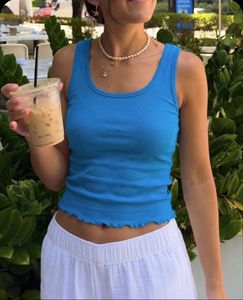 Blue Crop Tank Top