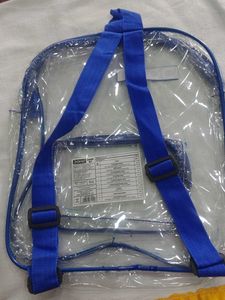DOMS Clear Blue Backpack and Pack of 6 Greeting ca