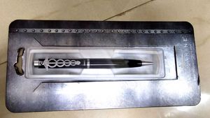 Elegant Black Pen with Caduceus Symbol