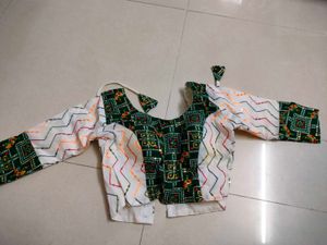 Green &amp; White Chikankari Lehenga Choli Set