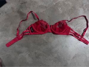 Acousma Paris Red Lace Strappy Cage Bra - Size 32