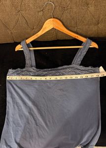 Lace Trimmed Blue Cami Top