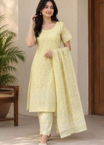 Butter yellow kurta suit set