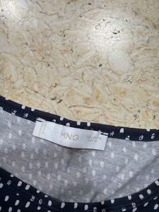 (M) Mango Navy Polka Dot T-Shirt