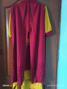 Stylish Yellow &amp; Maroon Kurta