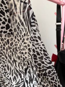 Chic Animal Print See-through Shirt
