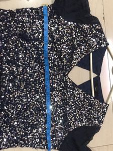 Dark Blue Sequence Short Length Dress For Party