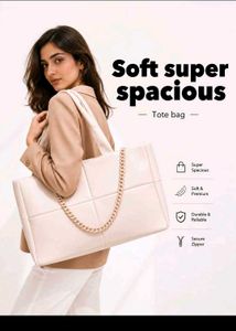 Chic Padded Tote Bag with Chain Detail