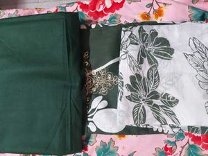 Elegant Leaf Print Kurta Set with Dupatta(un