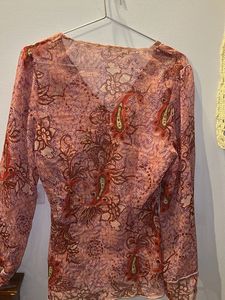 Paisley Print Sheer Long sleeve y2k top