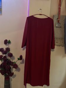 Maroon Embroidered Kurta