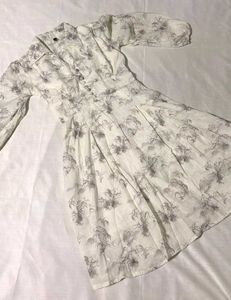 Elegant White & Grey Print Midi Dress