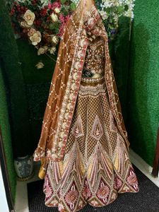 Rust Brown Beautiful Fully Heavy Handwork Lehenga