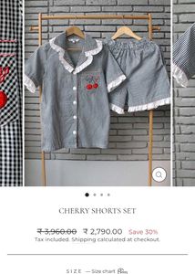 Cute Cherry Gingham Pajama Set