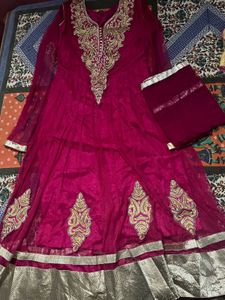 Stunning Pink Embroidered Anarkali Gown